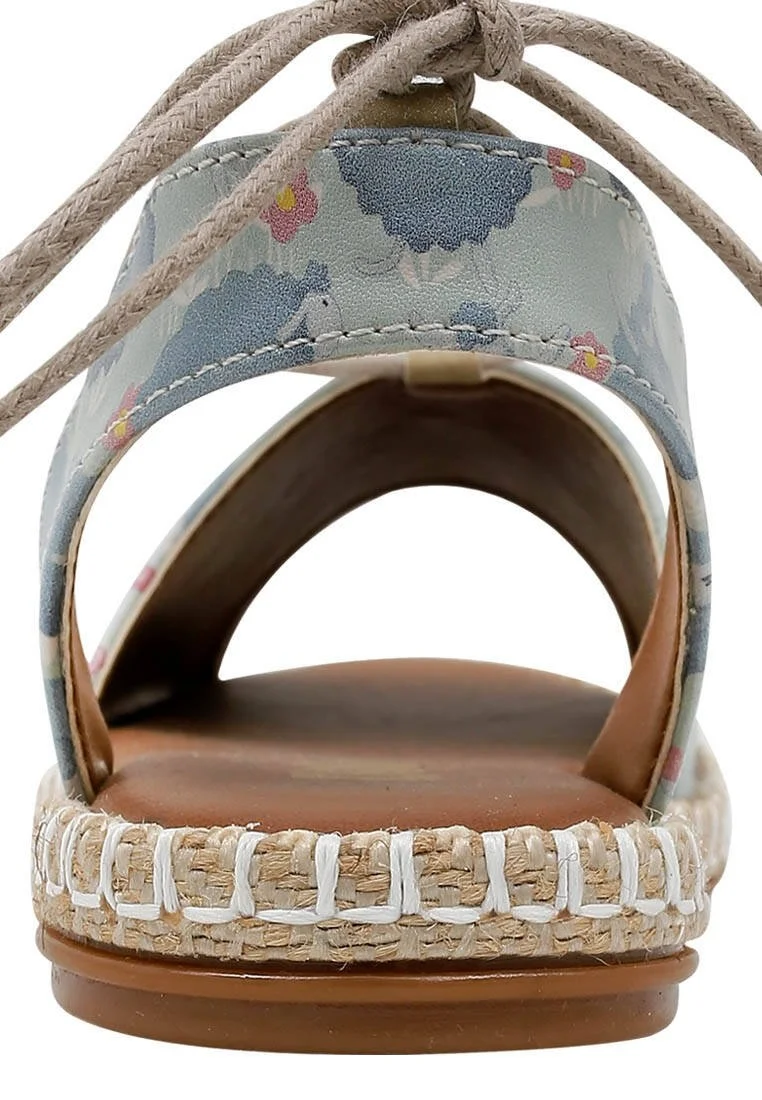 Femme Cuir Vegan Bleu Sandales à Lacets - Sleep Factory Motif