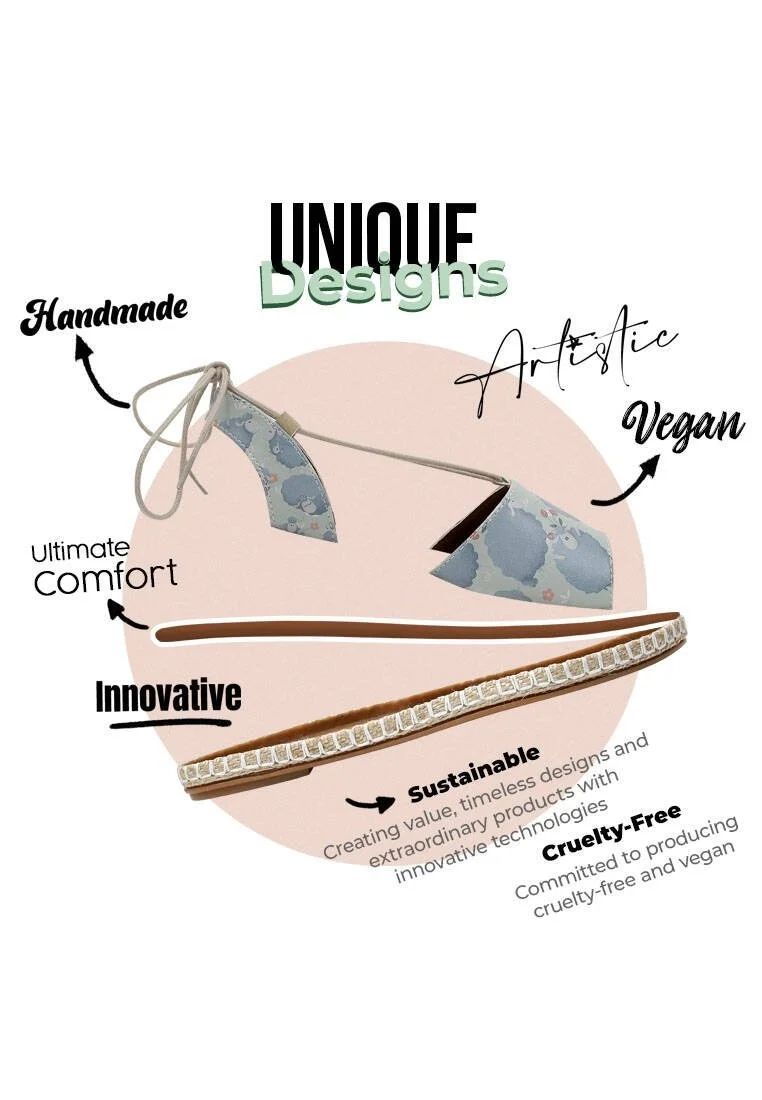 Femme Cuir Vegan Bleu Sandales à Lacets - Sleep Factory Motif