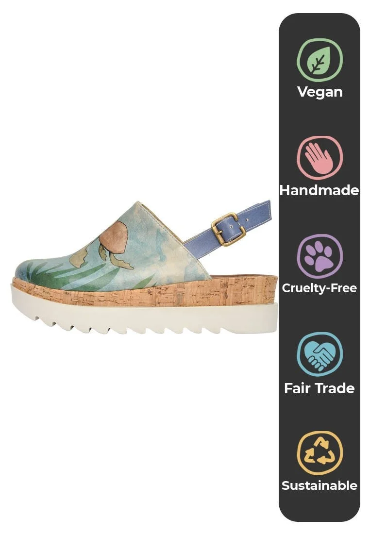Femme Cuir Vegan Bleu Sandales Compensées - Caretta-Hey Dude Motif