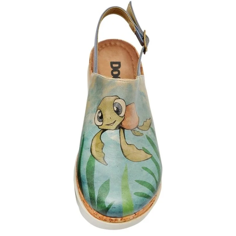 Femme Cuir Vegan Bleu Sandales Compensées - Caretta-Hey Dude Motif