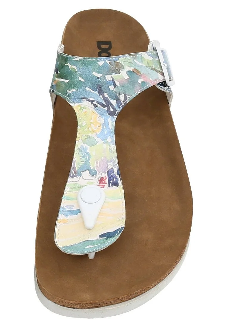 Femme Cuir Vegan Bleu Sandales - Somewhere in Time Motif