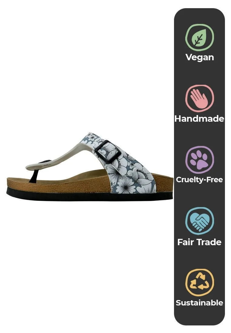 Femme Cuir Vegan Bleu Sandales - Life is Beautiful Motif