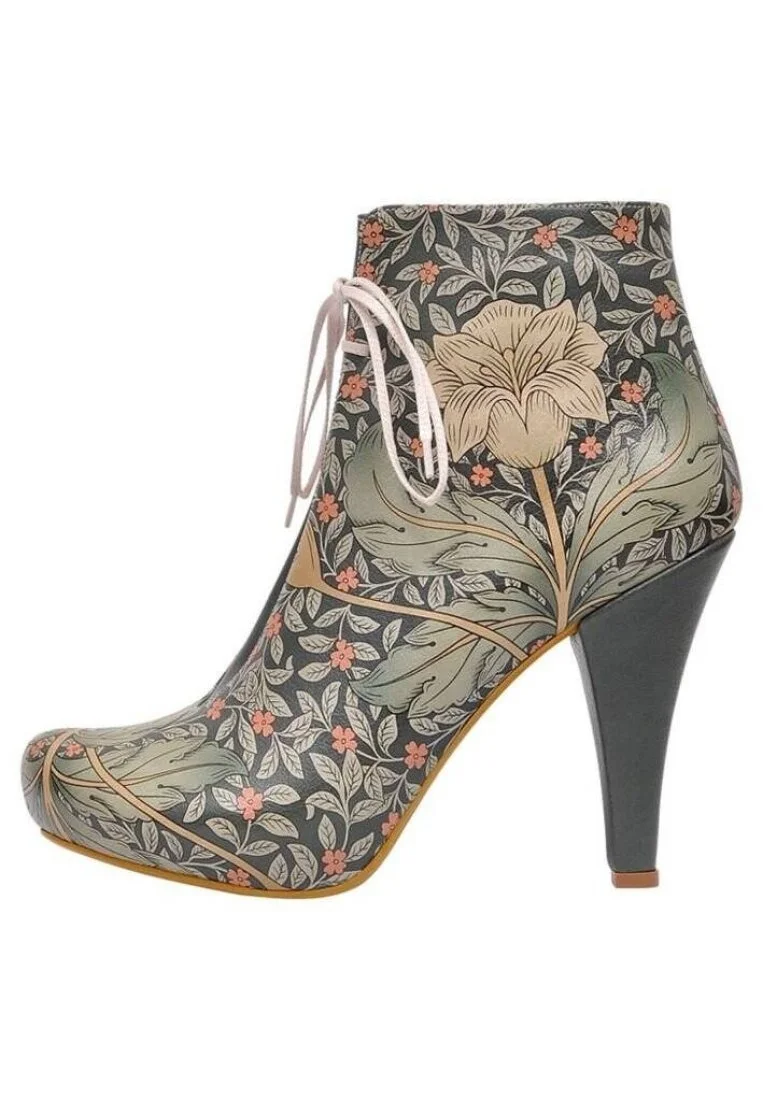 Femme Cuir Vegan Vert Bottes à Talons Hauts - Morris Effect Motif