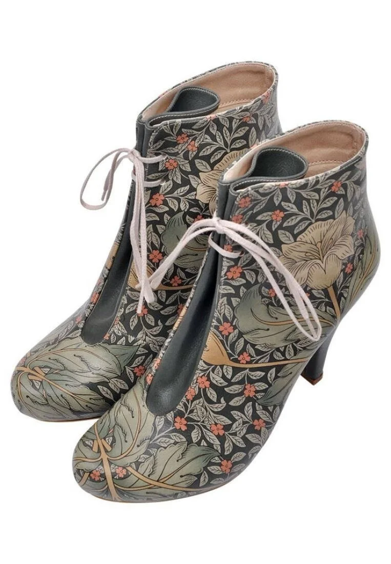Femme Cuir Vegan Vert Bottes à Talons Hauts - Morris Effect Motif