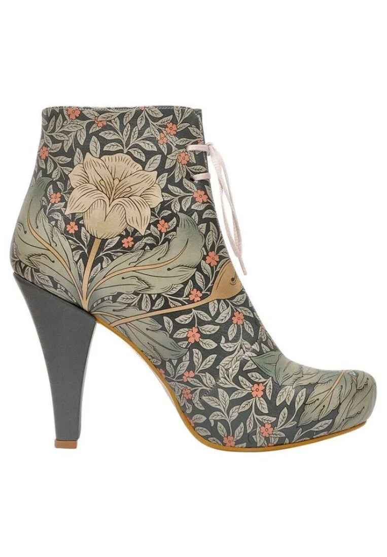 Femme Cuir Vegan Vert Bottes à Talons Hauts - Morris Effect Motif