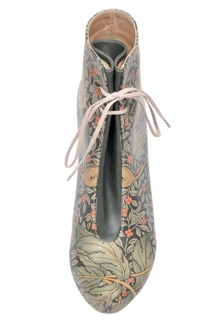 Femme Cuir Vegan Vert Bottes à Talons Hauts - Morris Effect Motif