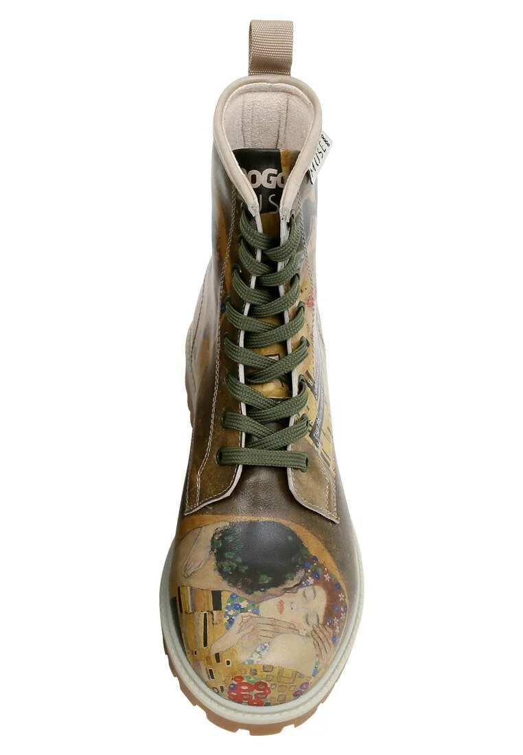 Femme Cuir Vegan Multicolore Bottes Longues - Gustav Klimt The Kiss Muse Motif