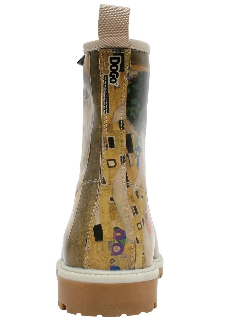 Femme Cuir Vegan Multicolore Bottes Longues - Gustav Klimt The Kiss Muse Motif
