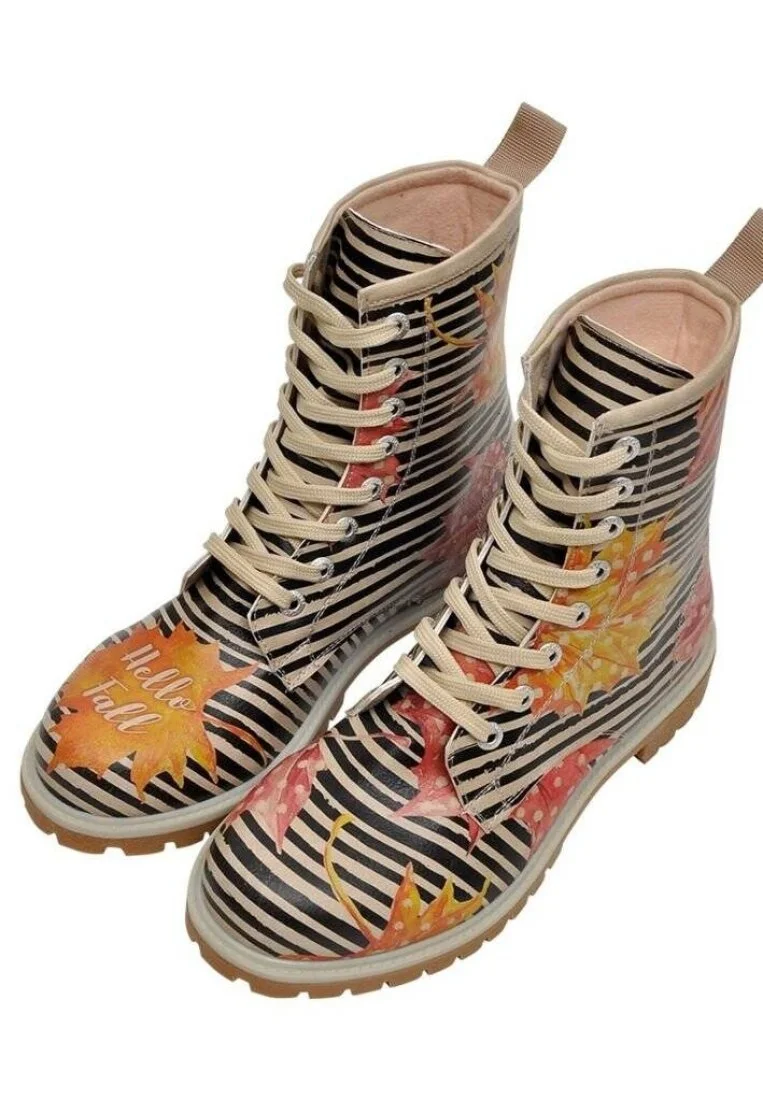 Femme Cuir Vegan Multicolore Bottes Longues - Hello Fall Motif