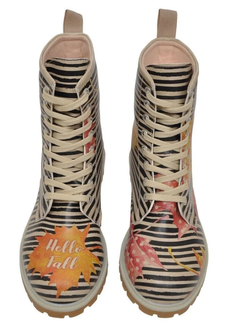 Femme Cuir Vegan Multicolore Bottes Longues - Hello Fall Motif