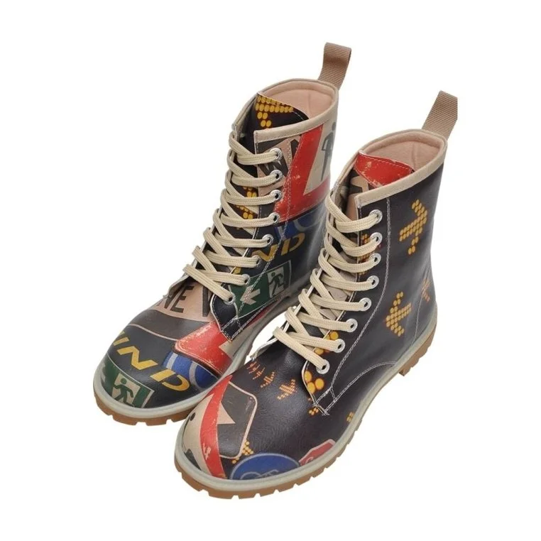 Femme Cuir Vegan Multicolore Bottes Longues - Mind the Gap Motif