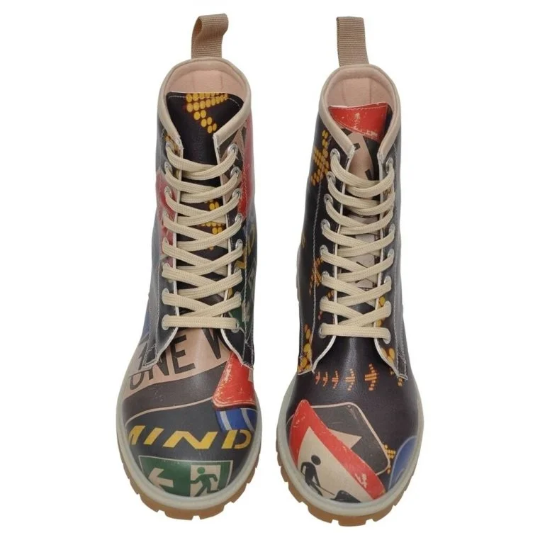 Femme Cuir Vegan Multicolore Bottes Longues - Mind the Gap Motif