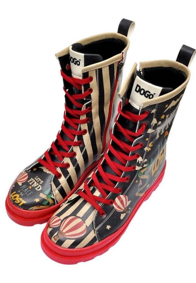 Femme Cuir Vegan Multicolore Bottes longues à glissière - Let's Find a Place to Get Lost Motif