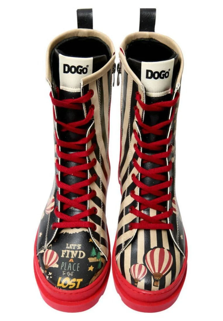 Femme Cuir Vegan Multicolore Bottes longues à glissière - Let's Find a Place to Get Lost Motif