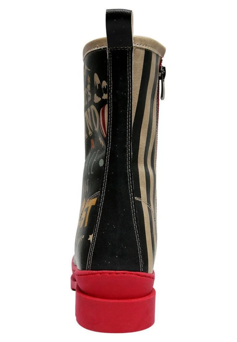 Femme Cuir Vegan Multicolore Bottes longues à glissière - Let's Find a Place to Get Lost Motif