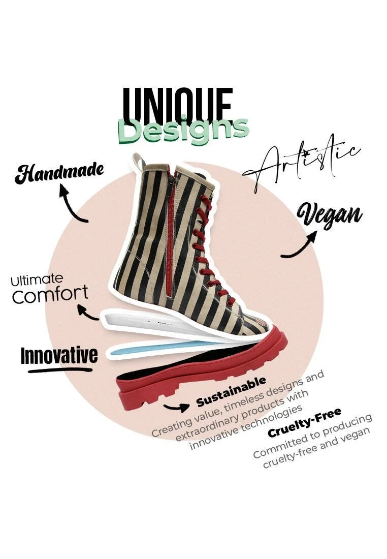 Femme Cuir Vegan Multicolore Bottes longues à glissière - Let's Find a Place to Get Lost Motif