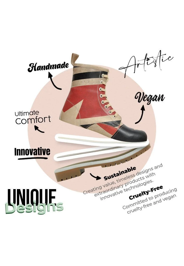 Femme Cuir Vegan Multicolore Bottes Longues - Hola Motif