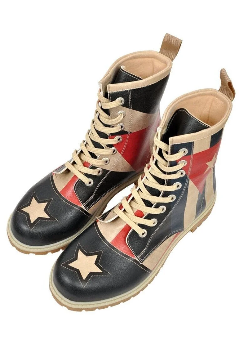 Femme Cuir Vegan Multicolore Bottes Longues - Hola Motif