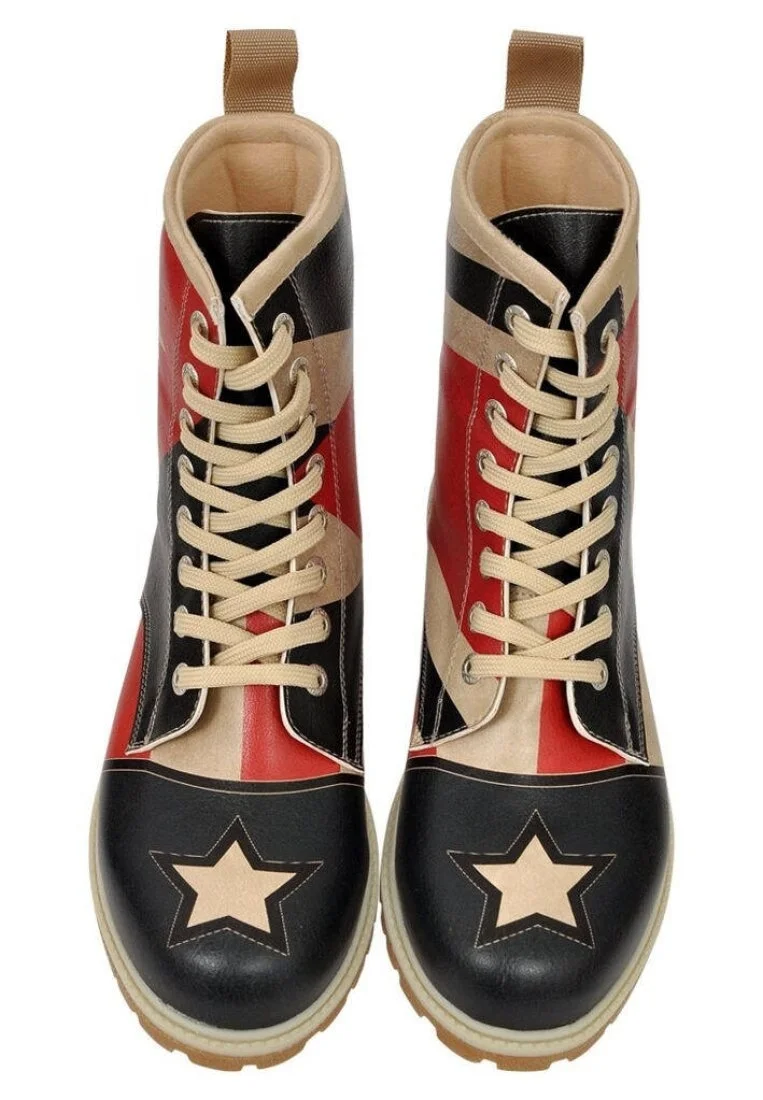 Femme Cuir Vegan Multicolore Bottes Longues - Hola Motif