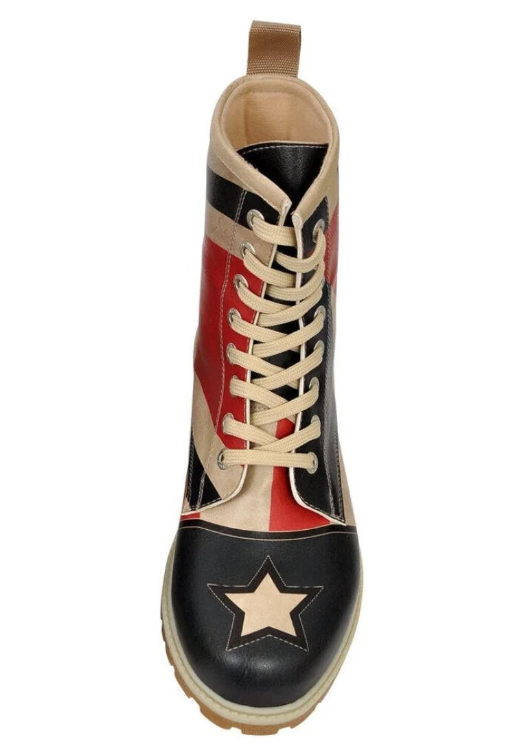 Femme Cuir Vegan Multicolore Bottes Longues - Hola Motif
