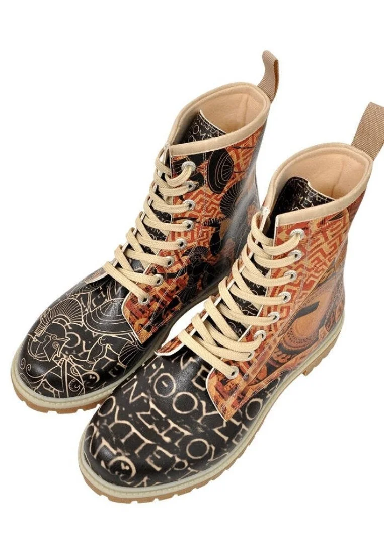 Femme Cuir Vegan Multicolore Bottes Longues - Gladiators Motif