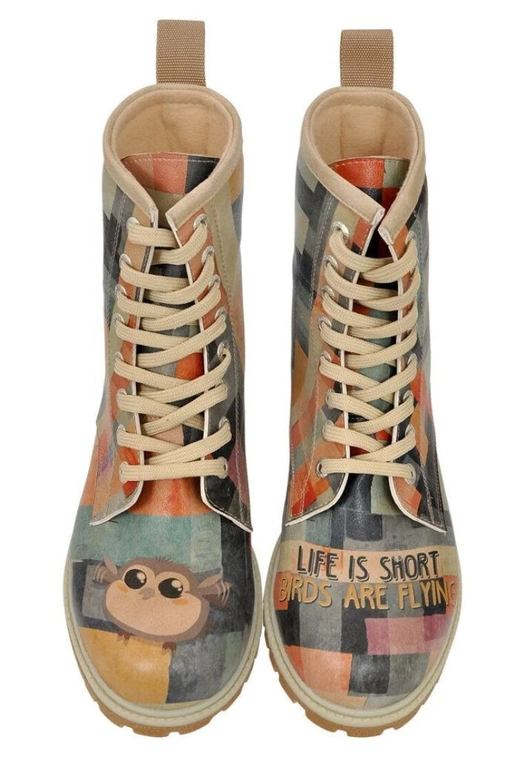 Femme Cuir Vegan Multicolore Bottes Longues - Life is Short Motif