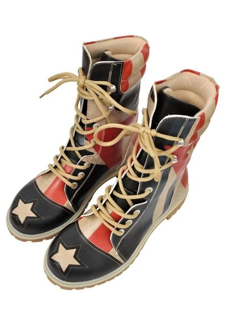 Femme Cuir Vegan Multicolore Bottes Longues - Hola Motif