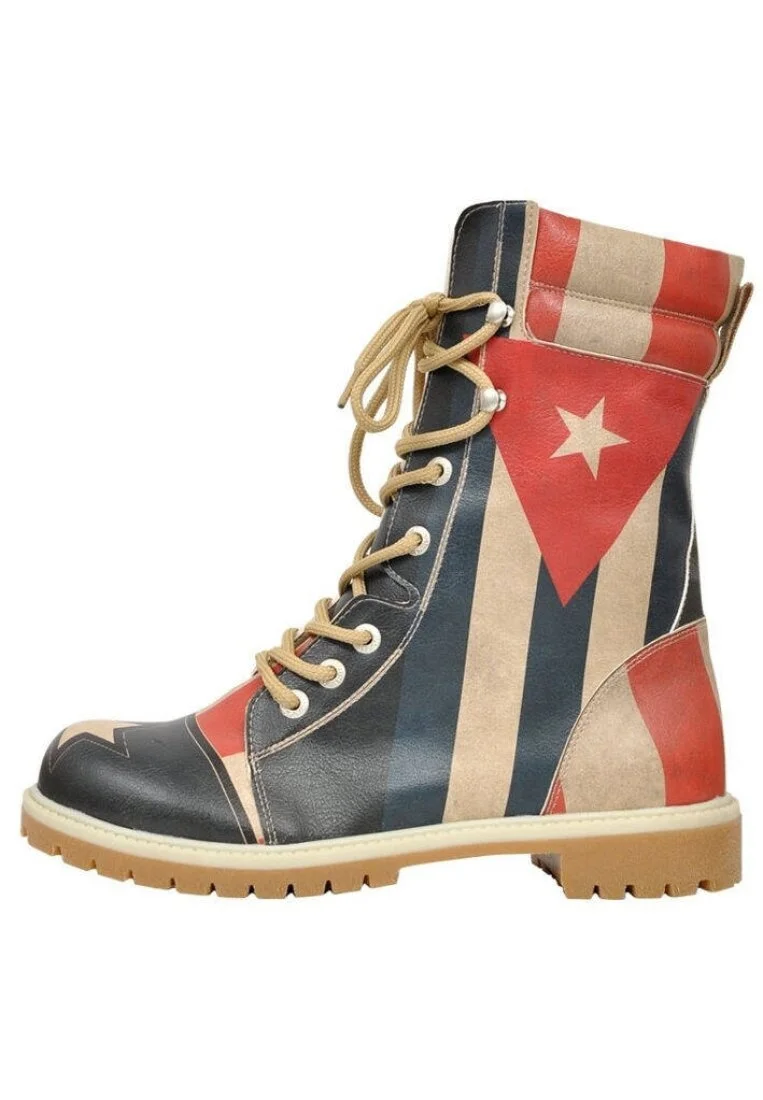Femme Cuir Vegan Multicolore Bottes Longues - Hola Motif