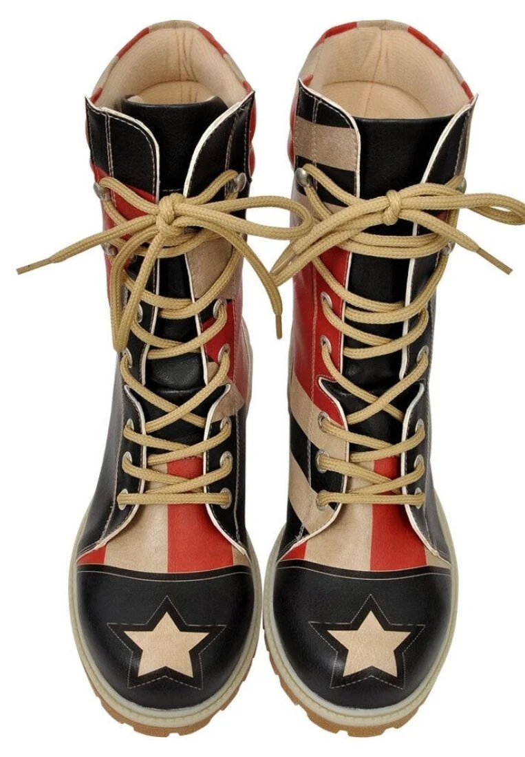 Femme Cuir Vegan Multicolore Bottes Longues - Hola Motif