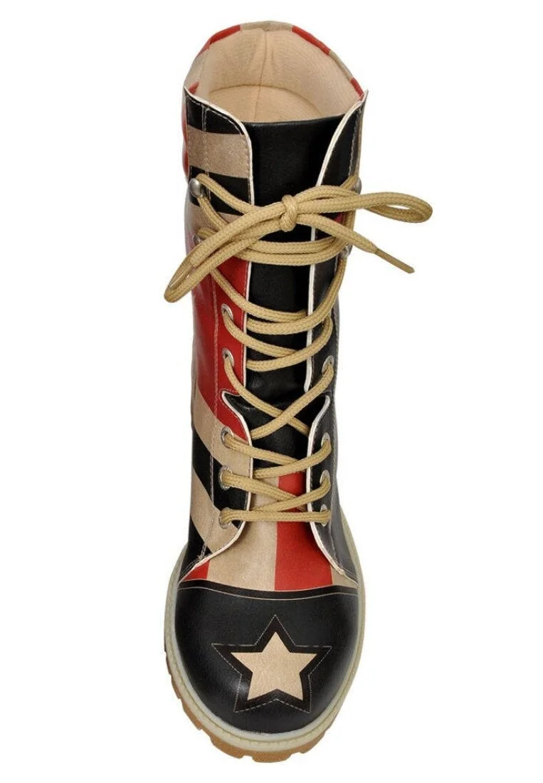 Femme Cuir Vegan Multicolore Bottes Longues - Hola Motif