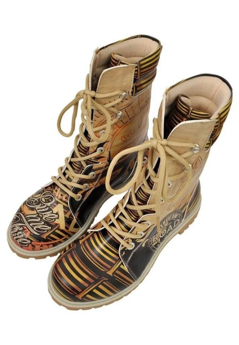 Femme Cuir Vegan Multicolore Bottes Longues - Give me Fire Motif