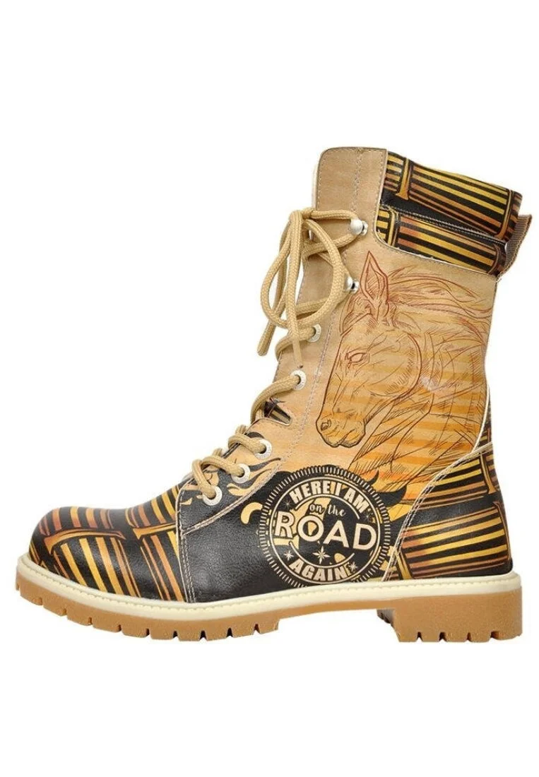 Femme Cuir Vegan Multicolore Bottes Longues - Give me Fire Motif