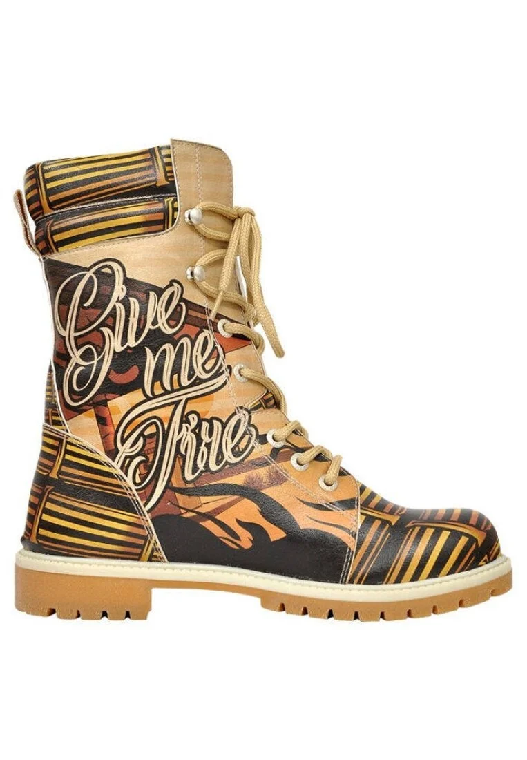 Femme Cuir Vegan Multicolore Bottes Longues - Give me Fire Motif