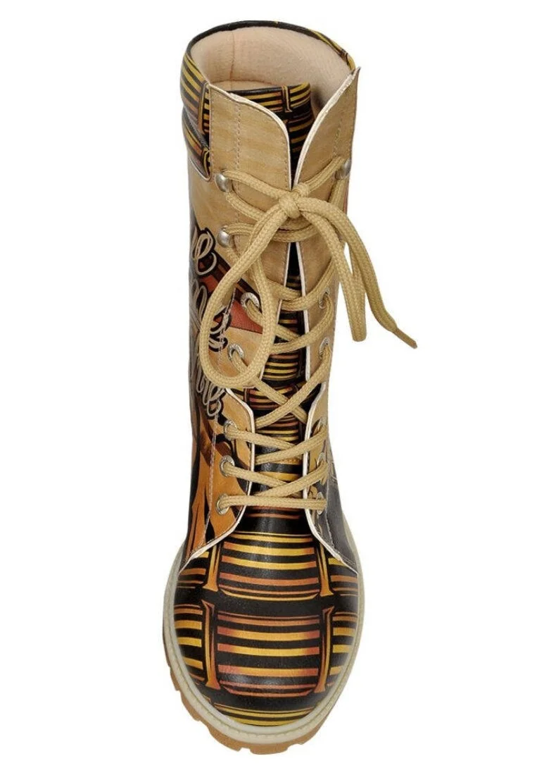 Femme Cuir Vegan Multicolore Bottes Longues - Give me Fire Motif