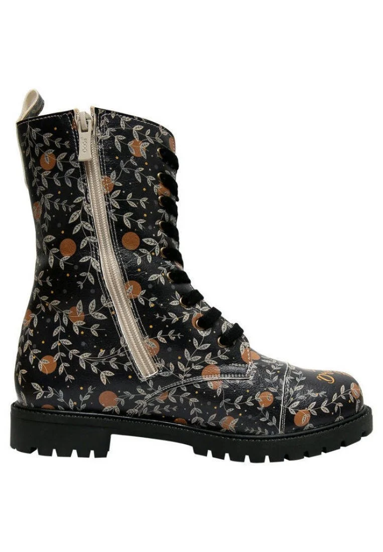Femme Cuir Vegan Noir Bottes Longues à Glissière - Let Your Dreams Fly Motif
