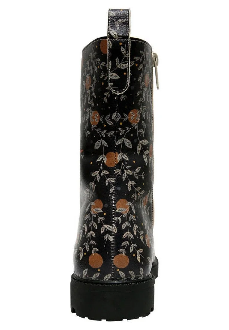 Femme Cuir Vegan Noir Bottes Longues à Glissière - Let Your Dreams Fly Motif