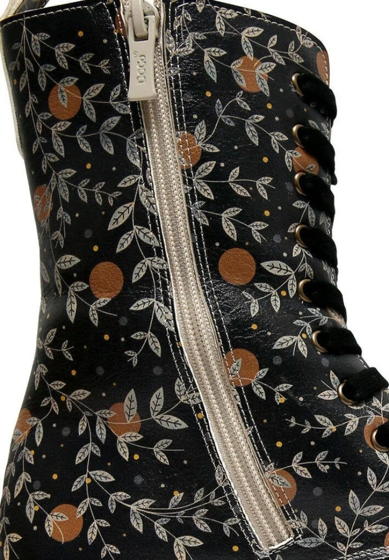 Femme Cuir Vegan Noir Bottes Longues à Glissière - Let Your Dreams Fly Motif