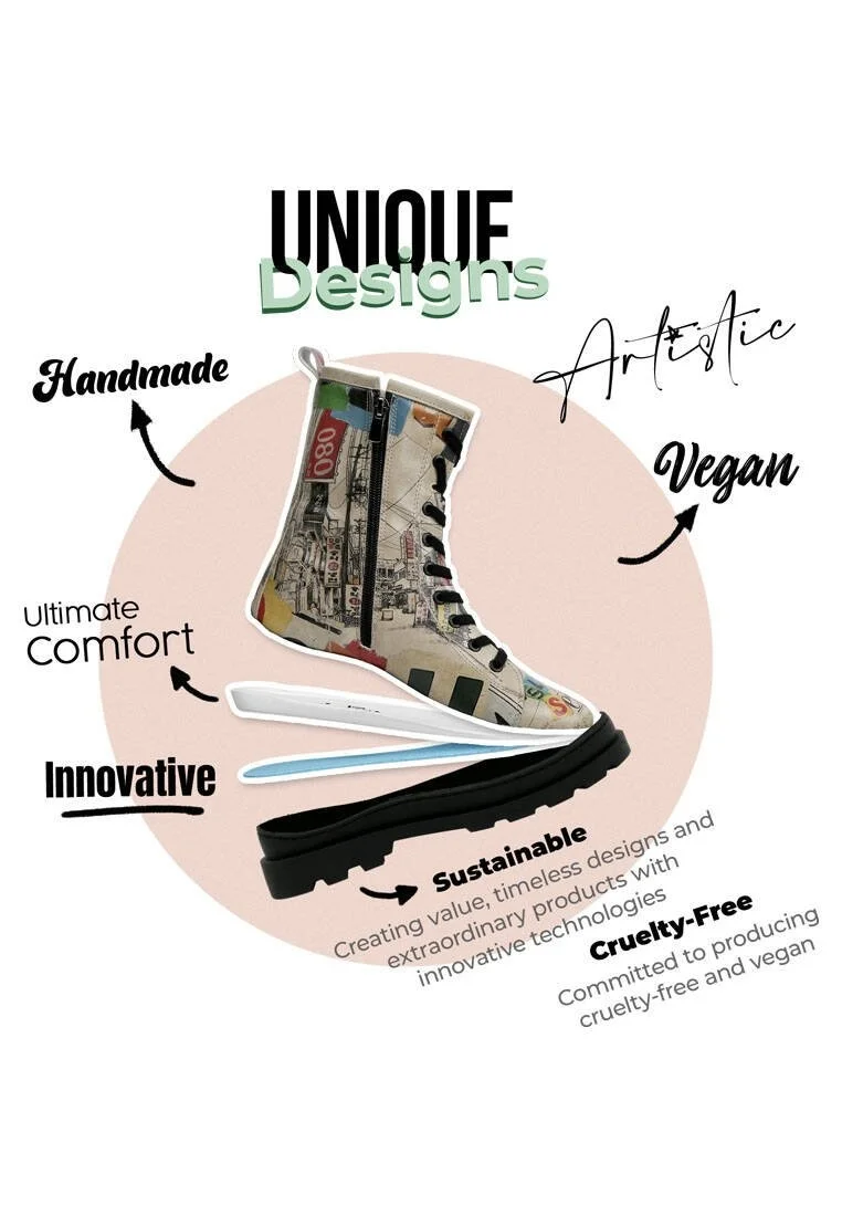 Femme Cuir Vegan Multicolore Bottes longues à glissière - Not Gangnam Motif