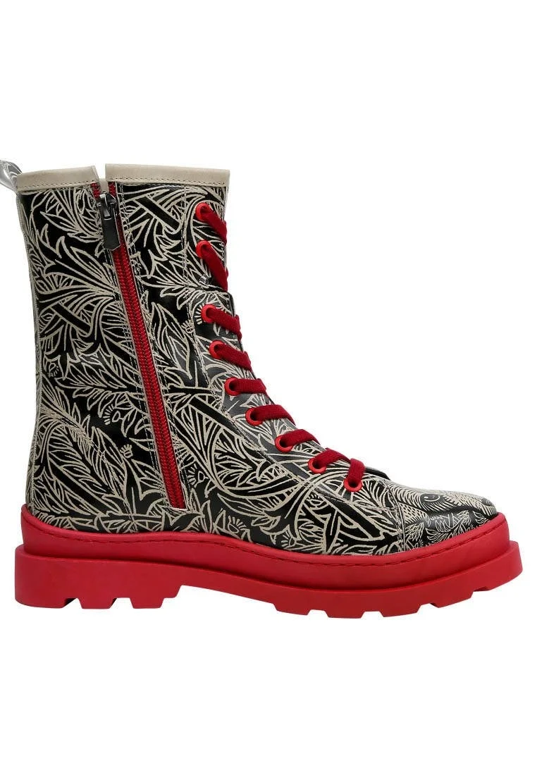 Femme Cuir Vegan Noir Bottes longues à glissière - Good Boy Motif