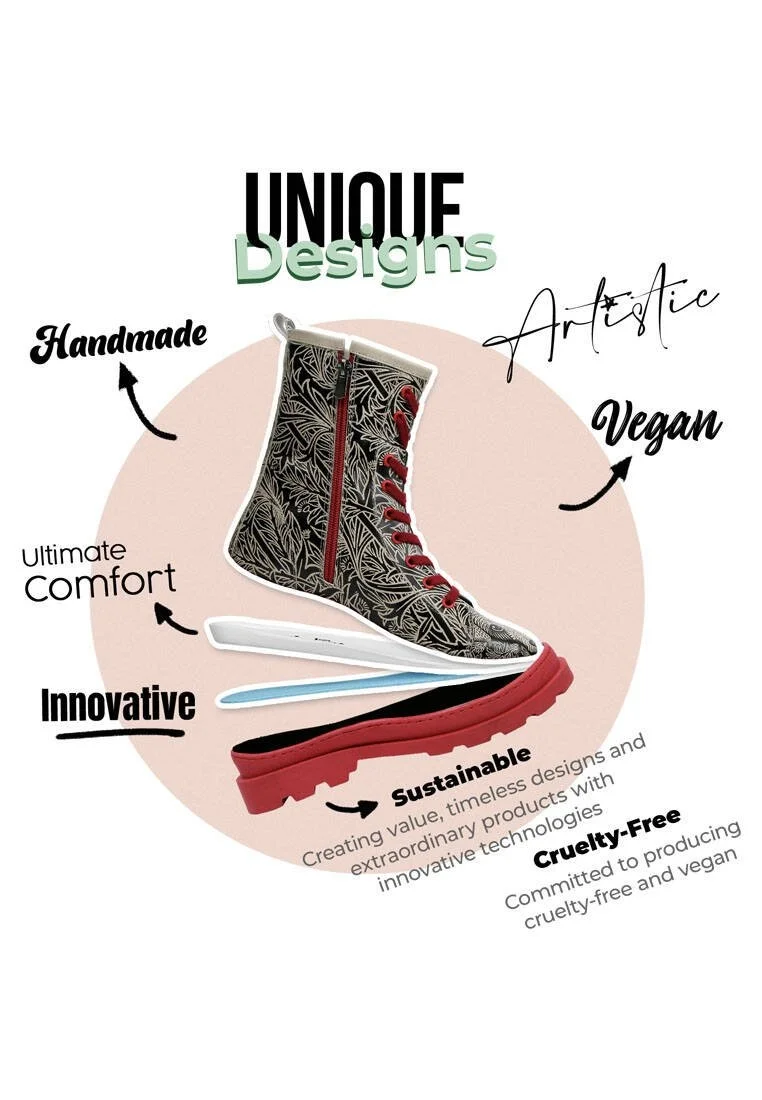 Femme Cuir Vegan Noir Bottes longues à glissière - Good Boy Motif