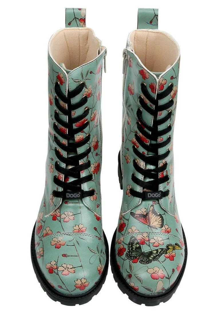 Femme Cuir Vegan Turquoise Bottes Longues à Glissière - Your Wings, Your Dreams Motif