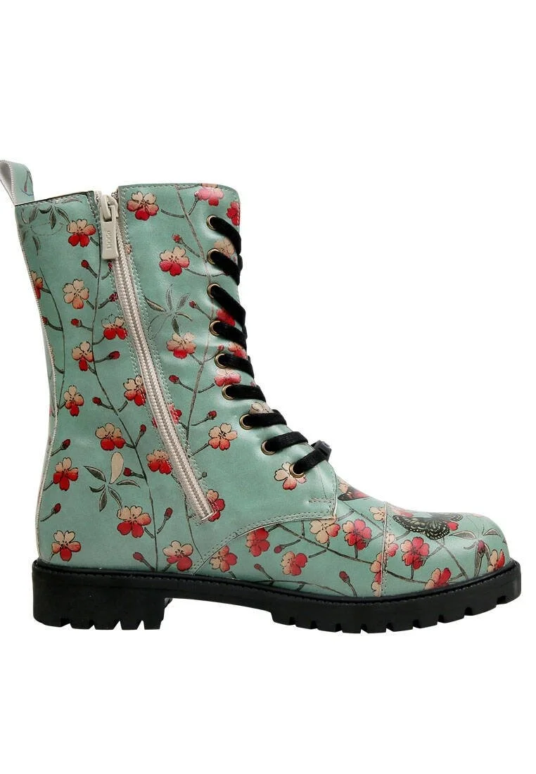 Femme Cuir Vegan Turquoise Bottes Longues à Glissière - Your Wings, Your Dreams Motif