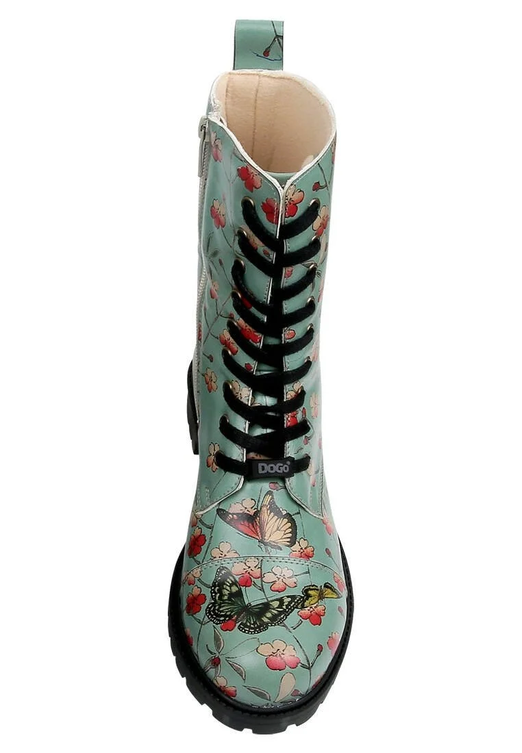Femme Cuir Vegan Turquoise Bottes Longues à Glissière - Your Wings, Your Dreams Motif