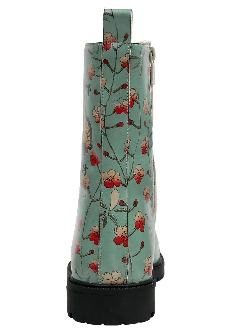 Femme Cuir Vegan Turquoise Bottes Longues à Glissière - Your Wings, Your Dreams Motif