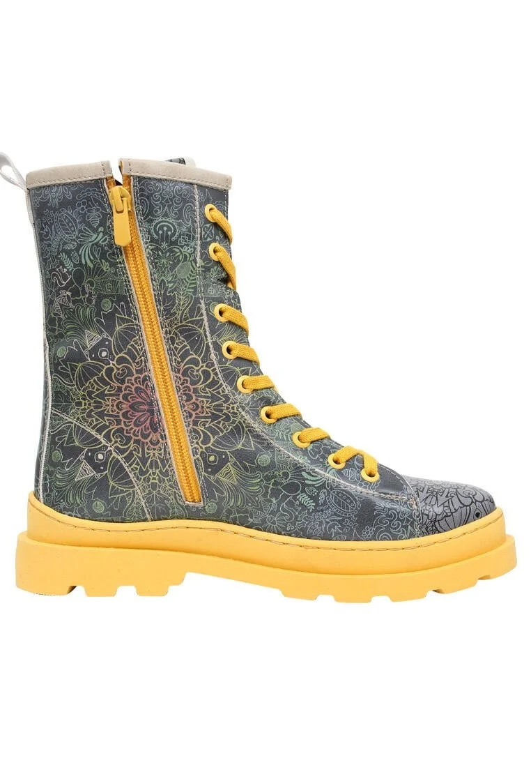 Femme Cuir Vegan Multicolore Bottes longues à glissière - Soul Full of Animal Love Motif