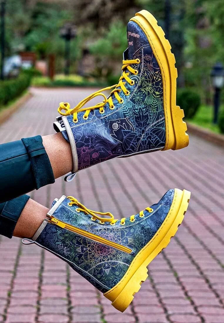 Femme Cuir Vegan Multicolore Bottes longues à glissière - Soul Full of Animal Love Motif