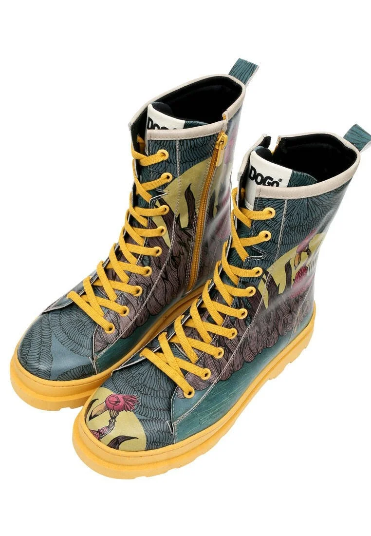 Femme Cuir Vegan Multicolore Bottes longues à glissière - Gracefulness Motif