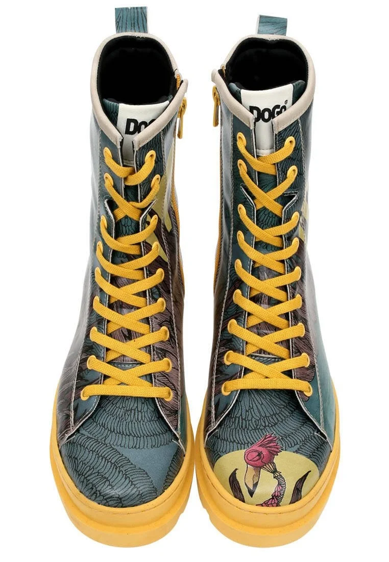 Femme Cuir Vegan Multicolore Bottes longues à glissière - Gracefulness Motif