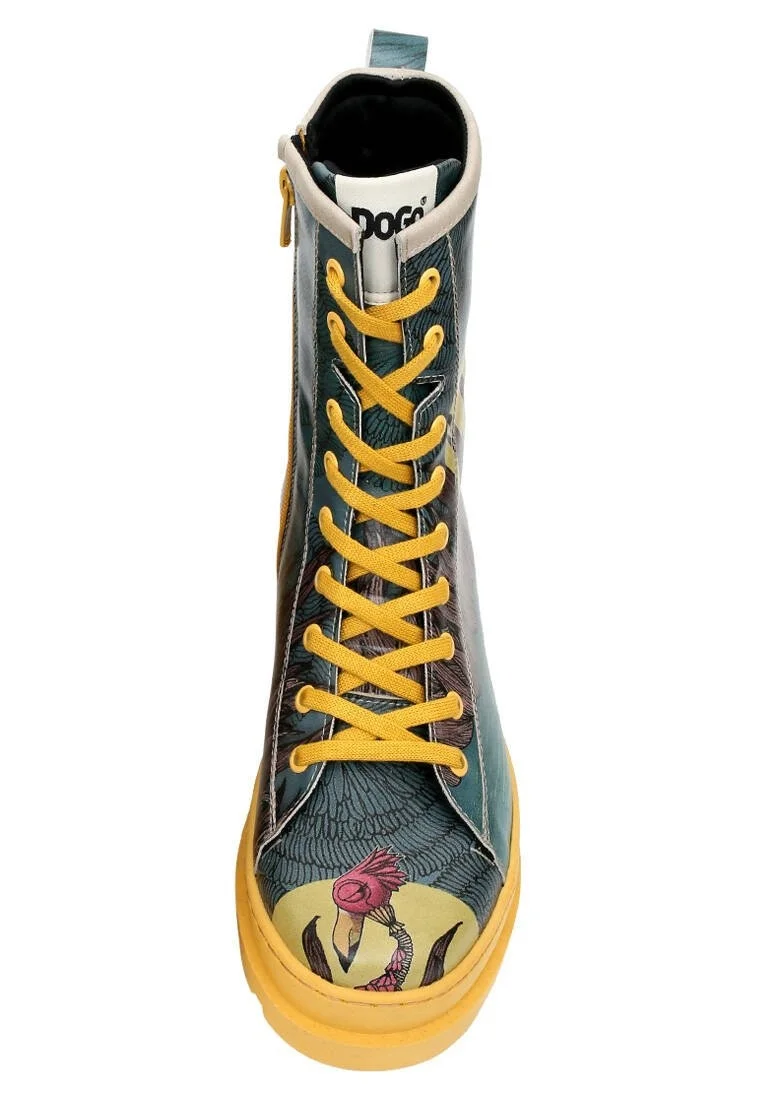 Femme Cuir Vegan Multicolore Bottes longues à glissière - Gracefulness Motif