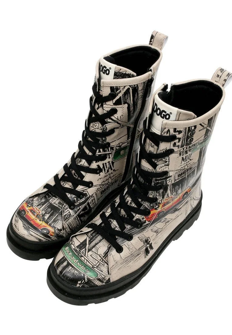 Femme Cuir Vegan Multicolore Bottes longues à glissière - Broadway Motif
